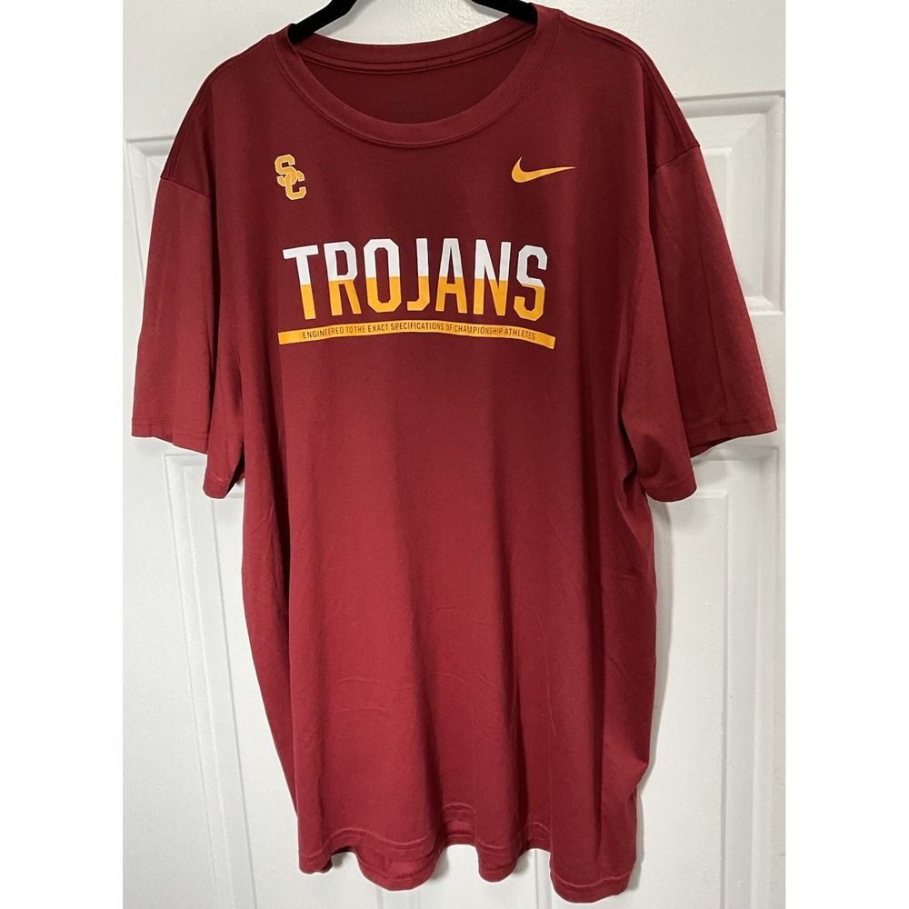 USC Trojans Football Nike Dri-Fit Red Interlock Essential Logo T-Shirt Men's XXL